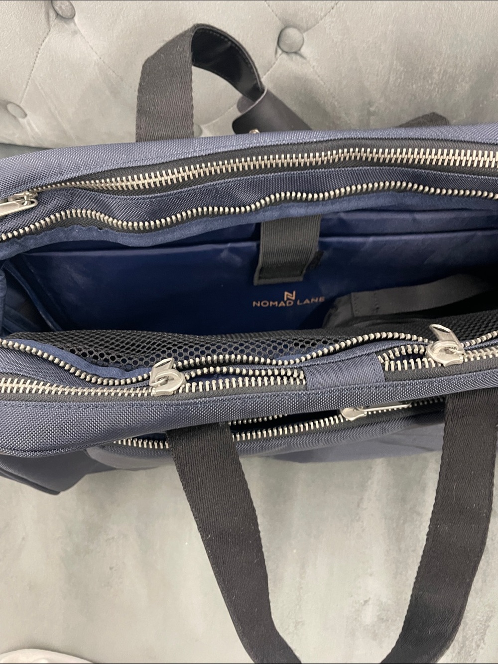 Navy Travel Duffel Bag with Black Trim - - Picture 3 of 3